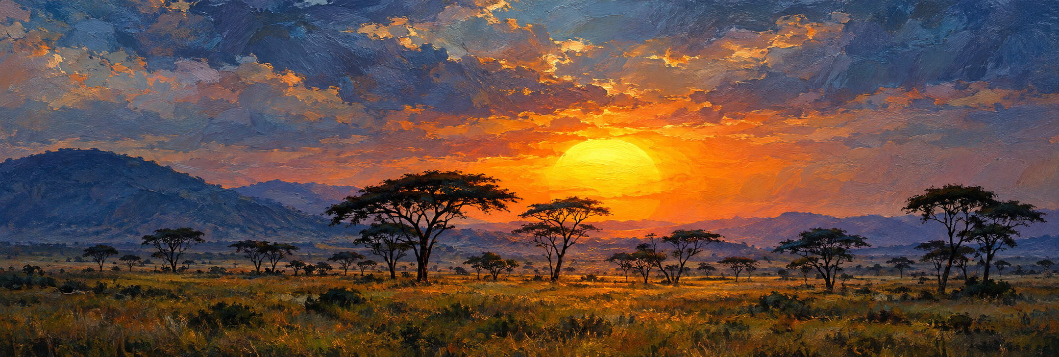 Illustration of an African Savannah at sunrise